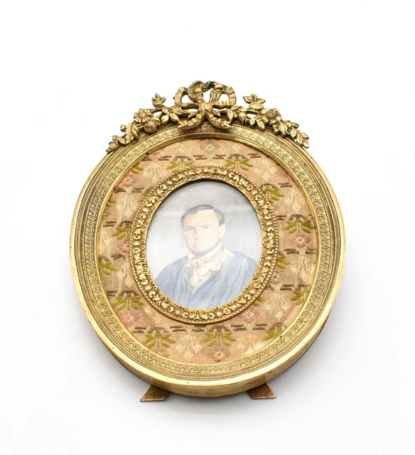 Médaille émaillée Saint Georges Peinte Main – Cadre Bronze Doré 1920, Très Rare, état Impeccable