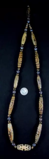 Ancient Tibetan Necklace - Dzi Beads - 211g=7.4oz