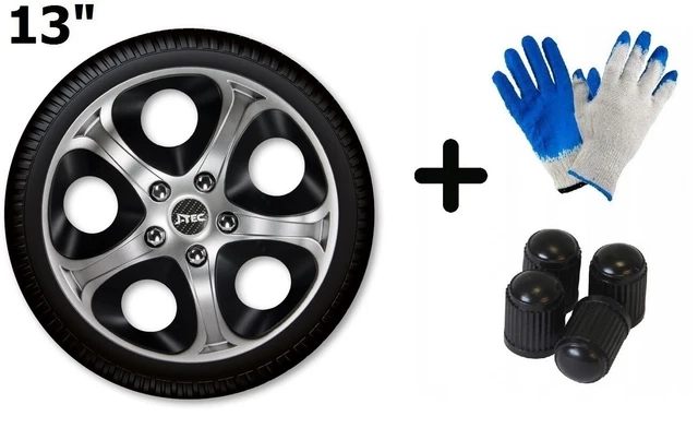 13" ENFINITIY SILVER & BLACK wheel TRIMS car covers HUB CAPS set of 4 | 3020