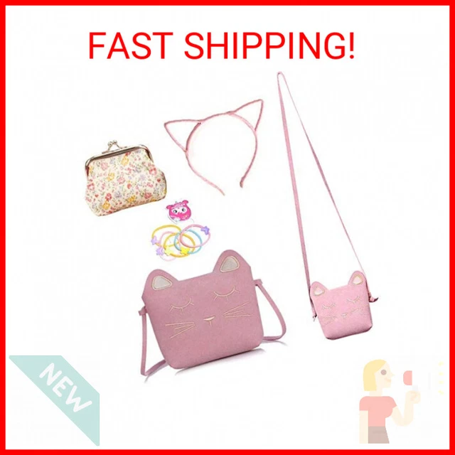 Cute Cat Crossbody Bag, Little Girls Purses Cute Cat Bag with 1 mini Coin Purse