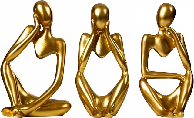 Gold Thinker Statue Decor Accents Abstract Sculptures Home Modern