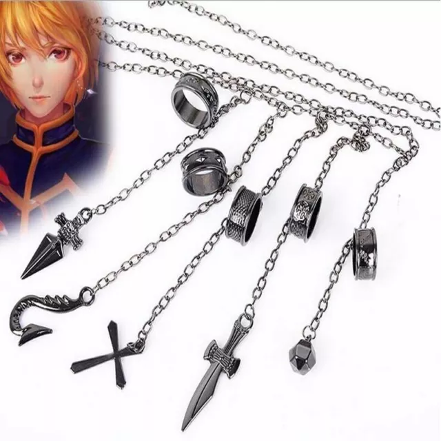 Anime Hunter X Hunter Kurapika 5 Ring Chains Metal Bracelet Cosplay