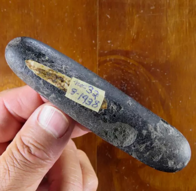 4.5/8 in. hardstone pebble tool, Amazing 1930s Sacramento Valley CA. Coll.