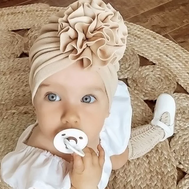 Baby Turban Hat Girl Infant Newborn Toddler Messy Flower Knot Headband TopKnot 3