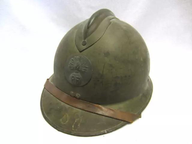 STAHLHELM - FRANKREICH - Adrianhelm - R.F.-Schild - Artillerie ?  Futter ?  LYON