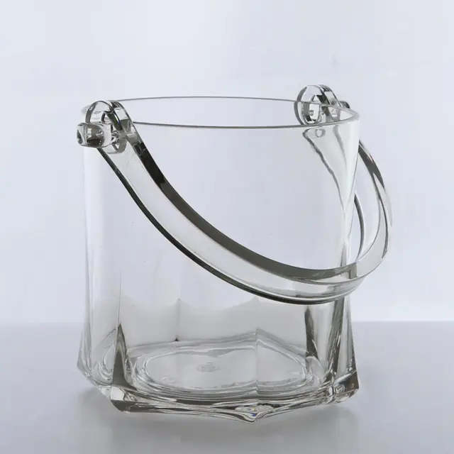 Acrylic Ice Bucket Portable with Handle Reusable Clear Ice Container Cooler for
