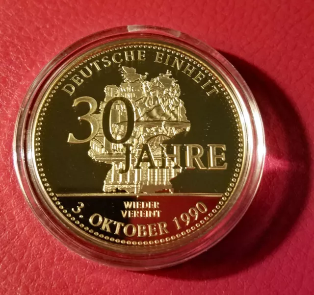 Medaille vergoldet BRD 30 Jahre Deutsche Einheit Ø 40 mm PP