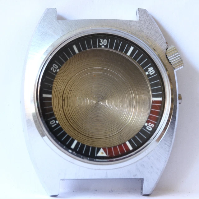 Boîtier De Montre De Plongée En Acier 39,5 Mm Avec Double Couronne - Pour Customisation Ou Réparation, Occasion