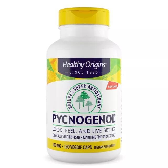 Healthy Origins Pycnogenol 100 mg 120 Veggie Capsules, Heart Health Eyes Vision
