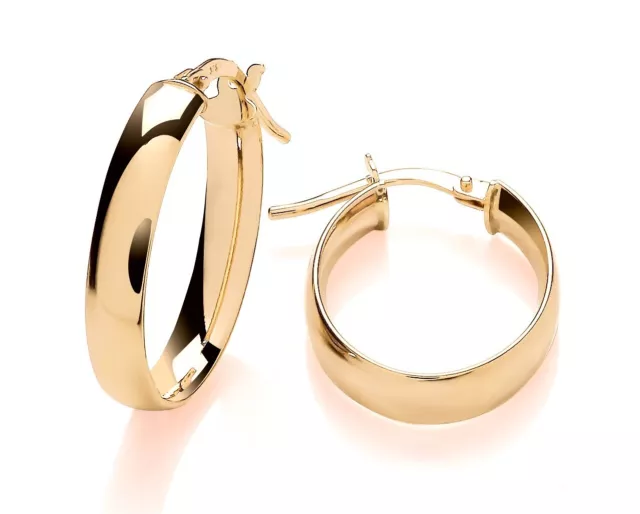 9ct Yellow Gold Oval Plain Chunky Hoop Earrings