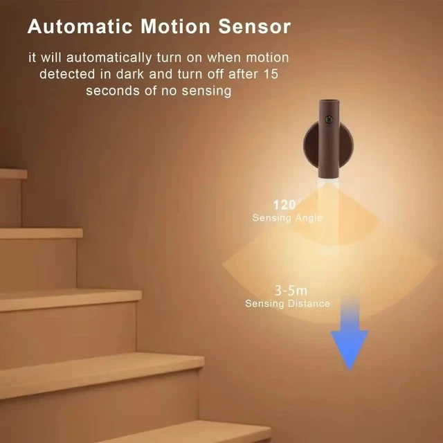 RECHARGEABLE LED INDUCTION Night Light Motion Sensor Closet Wall Lamp ...