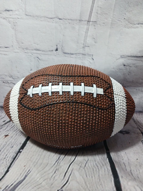 Football Piggy Bank Resin Textured Sports Ball w/ Rubber Plug 2008 Decor 8.5"