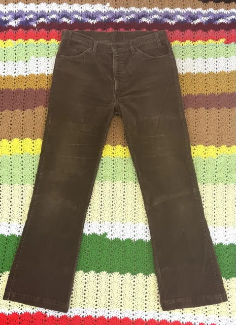 Vintage Levi's 646 Brown Corduroy Pants TALON 70s Bell Bottom USA 33 x 36 * Read