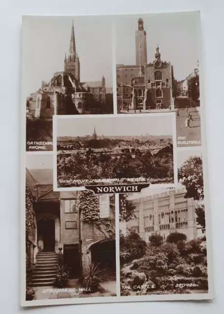 Vintage Unposted Valentines B&W RP Multi View Postcard - Norwich (b)