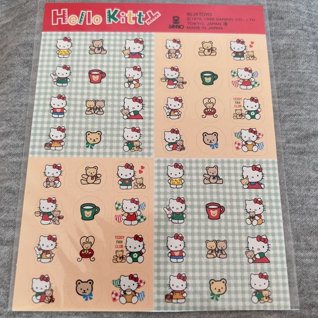 SANRIO 1996 VINTAGE Hello Kitty Teddy Bear Cute Stickers Super Rare Y2K
