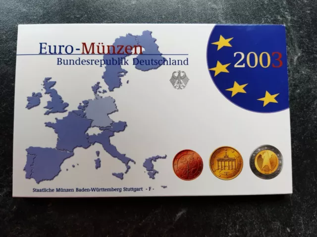 1 Cent - 2 Euro 2003 BRD Kursmünzsatz -Spiegelglanz- im Blister+Folder-Prägest.F