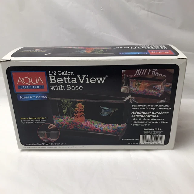 Aqua Culture Betta View Half Gallon Fish Tank with Base NEW