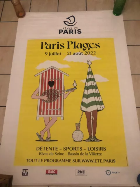 Rare Affiche Publicitaire Abribus Paris Plages 2022 2