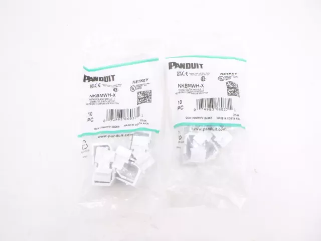 20 Pack Panduit NKBMWH-X NetKey Keystone Blank Plate Module C White
