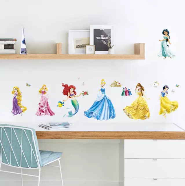 Princess Mermaid Wall Stickers Nursery Children Kids Girl Room Wall Decals UK SS