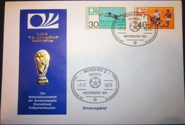 Erinnerungsbrief Ersttagsbrief Fußball Weltmeisterschaft 1974 FIFA World Cup