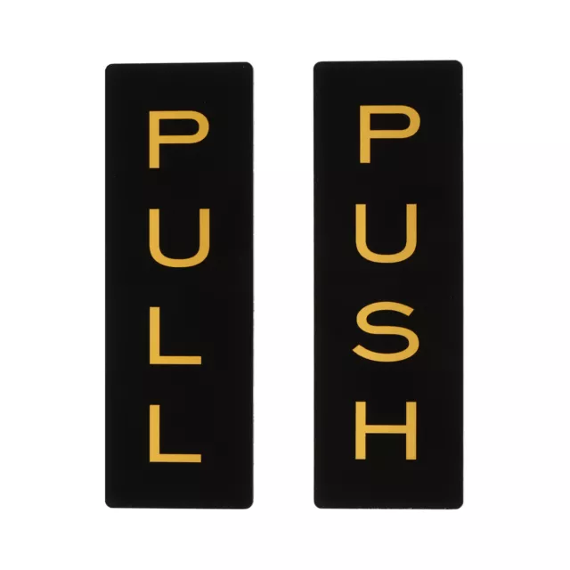Insegna porta push push pull 6x2", 1 coppia acrilico autoadesivo tonalità nero/oro