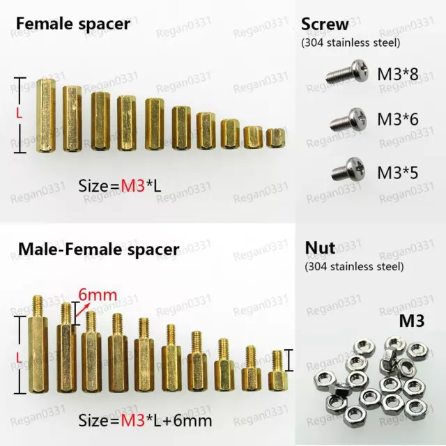 25/50/100pcs Brass M3 Hex Column Standoff Support Spacer Screw Nut for PCB Board