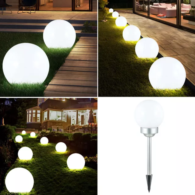 Lampe D'Extérieur Solaire Luminaires de Jardin LED Pointe Terrasses Boule Blanc