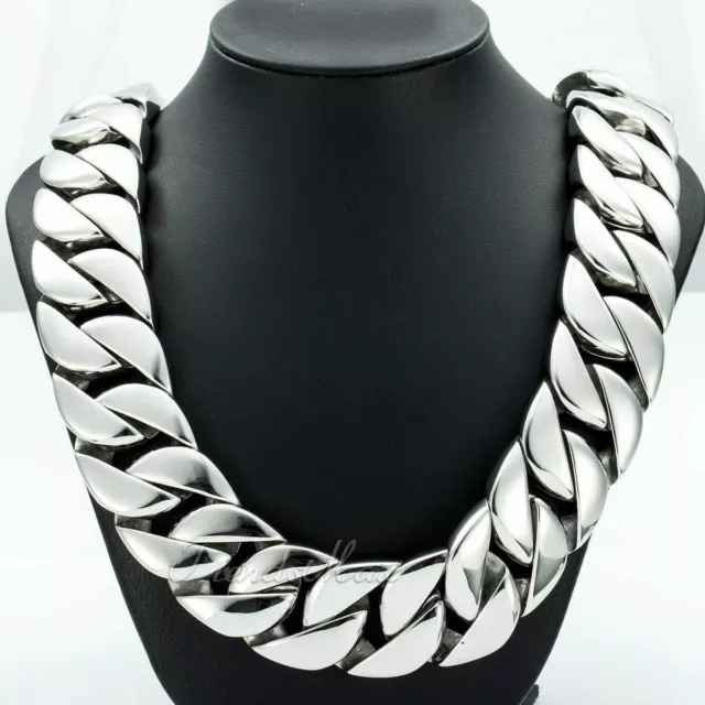 Men's Super Heavy 316L Stainless Steel Curb Cuban Link Chain Necklace Bracelet