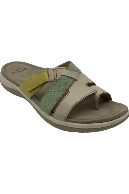 Earth Origins Leather Multi Slide Sandals Samara Sand White