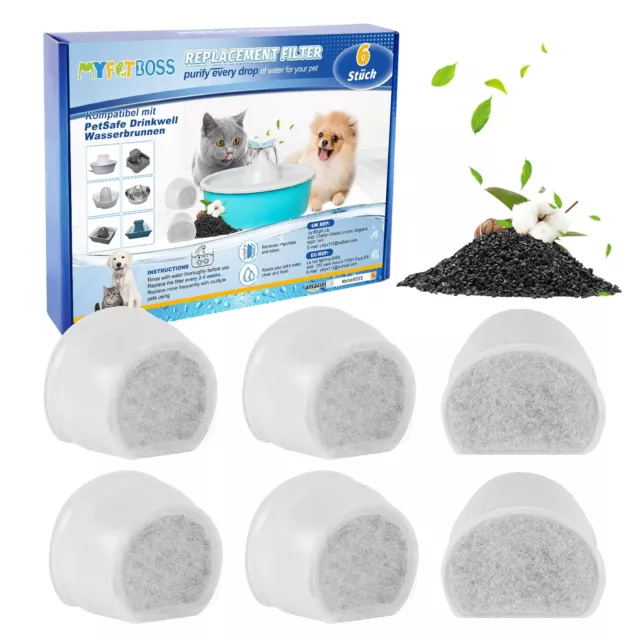 MyfatBOSS Lot de 6 filtres à charbon pour fontaine à chat PetSafe Drinkwell C...