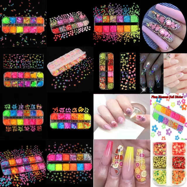 3D Neon Mix Color Fluorescence Nail Art Glitter Flakes Sequins Manicure Decor ~ 2