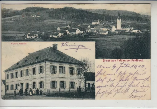 76205/83- Gruß aus Paldau mit Mayers Gasthof bei Feldbach Graz Steiermark 1910