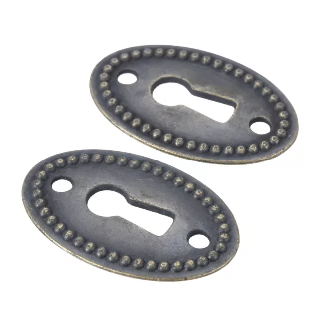 2 PCS Antique Style Keyhole Cover Plate Escutcheon Furniture Key Hole Lock Plate