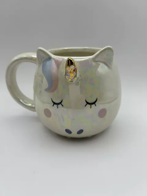 Coffee Mug Cup Unicorn Head Figural Iridescent Pearlescent Whimsical Cupboard