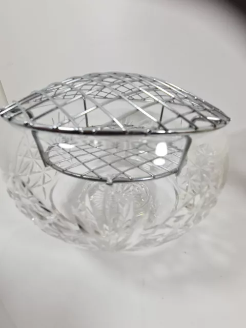 Lovely Large Vintage Crystal Cut Glass Rose Bowl 8 X 5" H