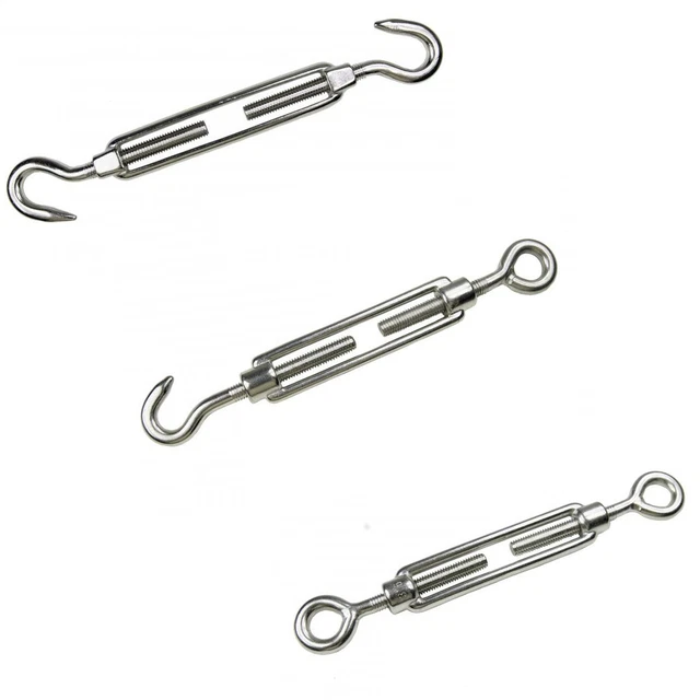 4 Spannschlösser M5 X 70 Haken/Öse – Drahtseilspanner Aus Verzinktem Stahl, Länge 114 Mm, Für Seile & Ketten
