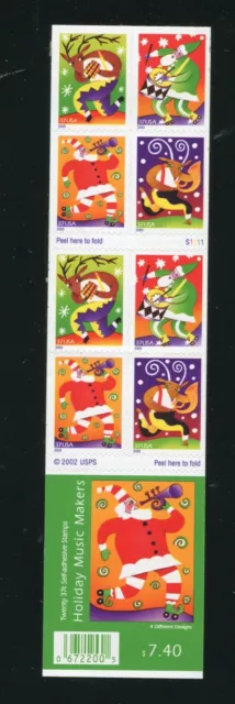 3824b Chrtistmas Holiday Music Makers Complete Booklet of 20 37¢ Stamps MNH