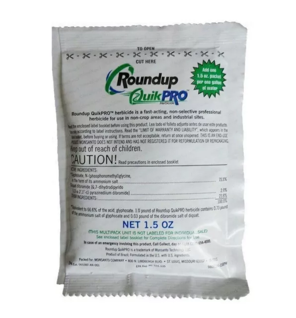 Roundup QuikPro 73.3% Glyphosate Fast Weed and Root Killer 10 Packets