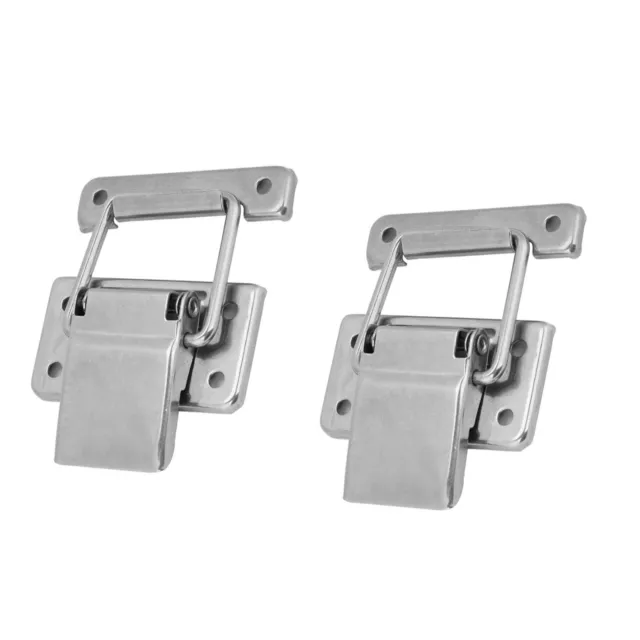 2pcs Stainless Steel Cabinet Case Spring Loaded Latch Catch Toggle Hasp Part