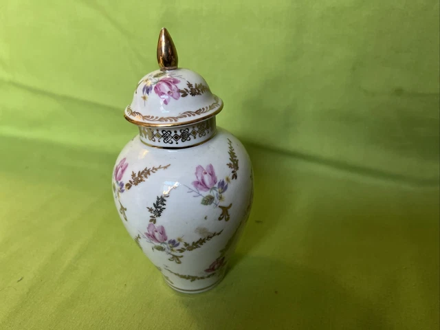 Orientalische Keramik Urne & Deckel mit Blumenmuster & Gold vergoldetes Design 6
