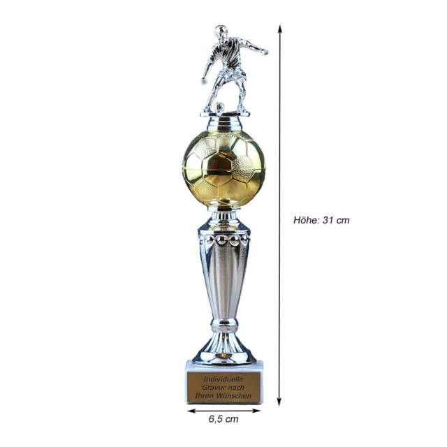 Fußball Pokal Turnier mit Gravur | 31cm Goldball Pokale Fussball Zubehör 2