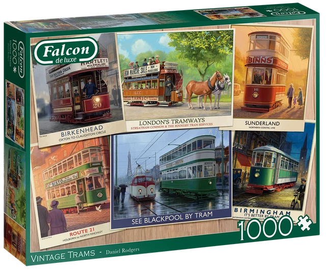 FALCON DE LUXE Vintage Trams 1000 piece nostalgic jigsaw puzzle £14.99 ...