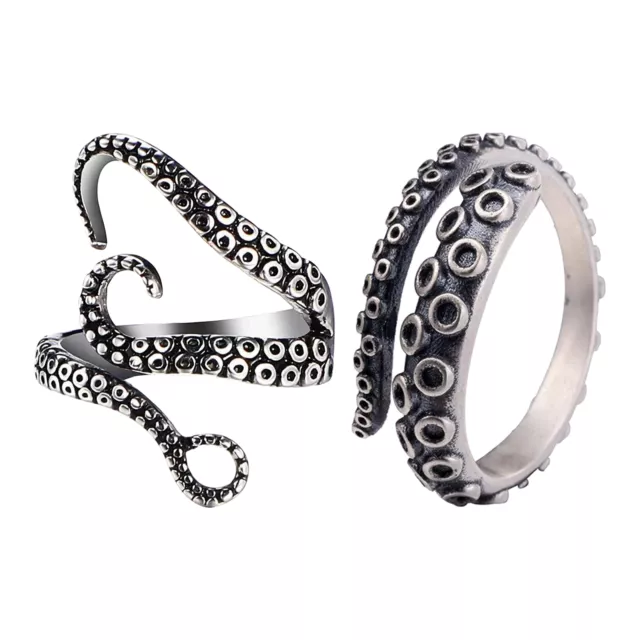 Stainless Steel Men'S Gothic Rider Sea Octopus Ring 5-15 Size Silver