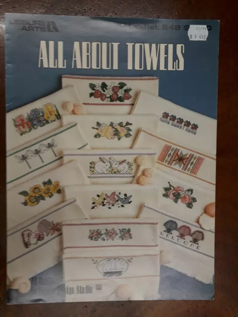 Leisure Arts Cross Stitch Chart 'All About Towels' 29 Designs, Leaflet 949, Rare