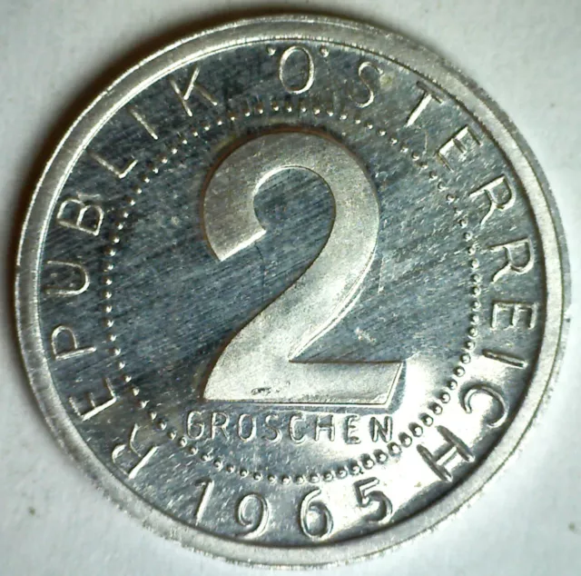 1965 Austria Aluminum 2 Groschen Coin You Grade Better Grade Imperial Eagle