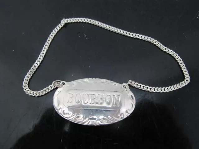 Vintage STERLING Silver BOURBON Liquor Bottle Label