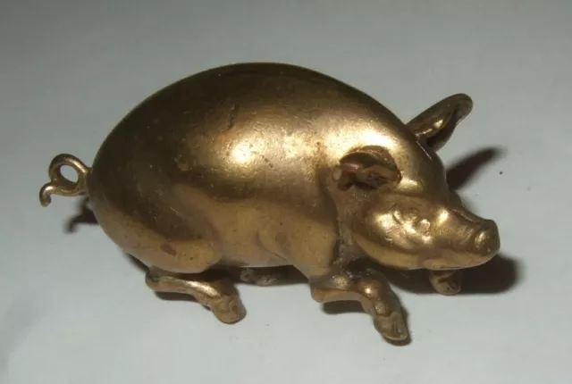Pig Figurine Brass Pig VTG