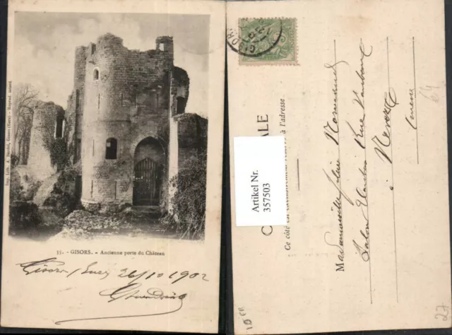 357503,Haute-Normandie Eure Gisors Ancienne porte du Chateau Schloss Ruine