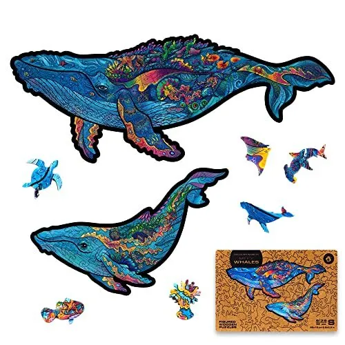 UNIDRAGON Wooden Puzzle Milky Whale 25 x 15 cm 98 pieces